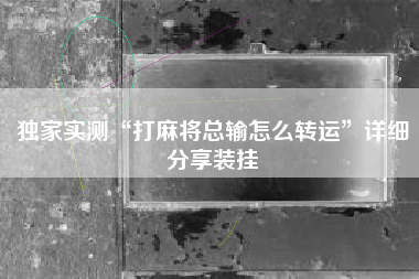 独家实测“打麻将总输怎么转运”详细分享装挂