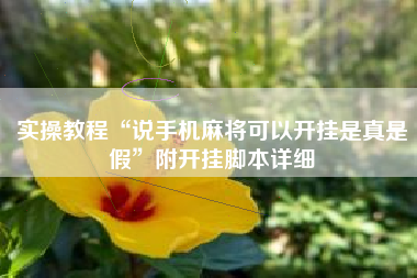 实操教程“说手机麻将可以开挂是真是假”附开挂脚本详细