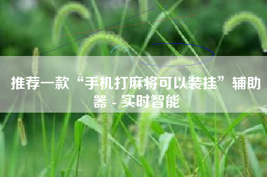 推荐一款“手机打麻将可以装挂”辅助器 - 实时智能