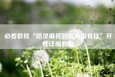 必看教程“哈灵麻将到底有没有挂	”开挂详细教程