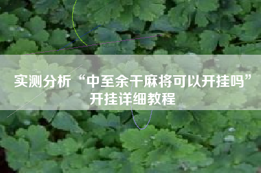 实测分析“中至余干麻将可以开挂吗	”开挂详细教程