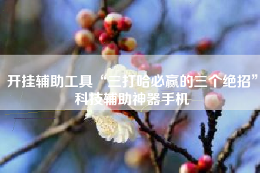 开挂辅助工具“三打哈必赢的三个绝招”科技辅助神器手机