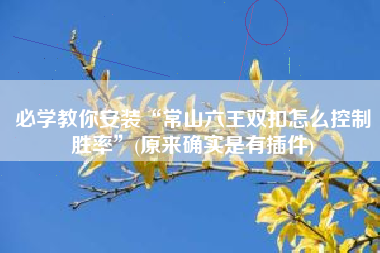 必学教你安装“常山六王双扣怎么控制胜率”(原来确实是有插件)