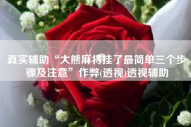 真实辅助“大熊麻将挂了最简单三个步骤及注意	”作弊(透视)透视辅助