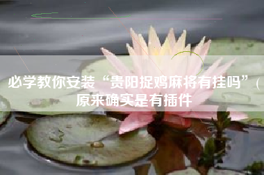必学教你安装“贵阳捉鸡麻将有挂吗	”(原来确实是有插件