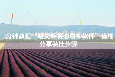 3分钟教程“哈灵麻将必赢神软件”详细分享装挂步骤