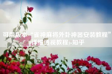 可用版本“雀神麻将外卦神器安装教程	”(详细透视教程)-知乎