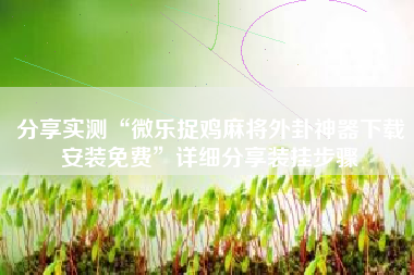 分享实测“微乐捉鸡麻将外卦神器下载安装免费”详细分享装挂步骤