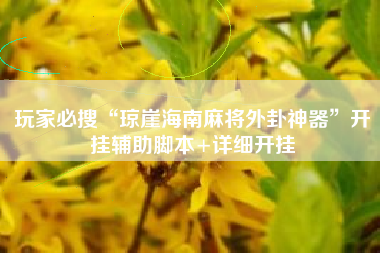 玩家必搜“琼崖海南麻将外卦神器	”开挂辅助脚本+详细开挂