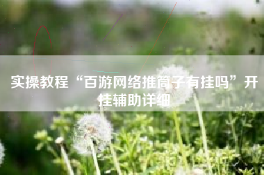 实操教程“百游网络推筒子有挂吗”开挂辅助详细