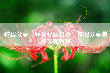 教程分享“麻将必赢口诀”详细分享装挂步骤教程