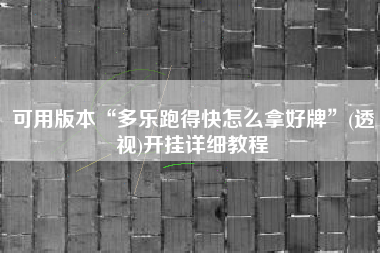 可用版本“多乐跑得快怎么拿好牌	”(透视)开挂详细教程