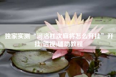 独家实测“河洛杠次麻将怎么开挂	”开挂(透视)辅助教程