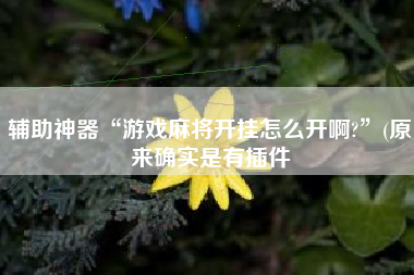 辅助神器“游戏麻将开挂怎么开啊?	”(原来确实是有插件