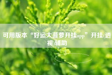 可用版本“好运大菠萝开挂app	”开挂(透视)辅助