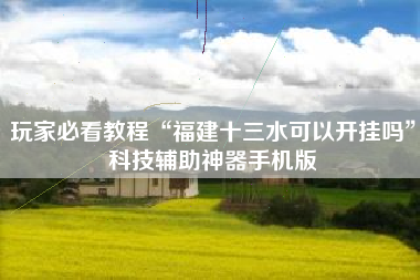玩家必看教程“福建十三水可以开挂吗”科技辅助神器手机版