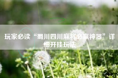 玩家必读“蜀川四川麻将必赢神器”详细开挂玩法