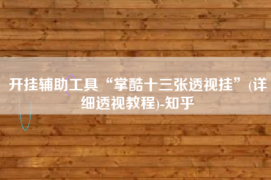 开挂辅助工具“掌酷十三张透视挂”(详细透视教程)-知乎