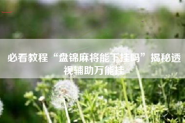 必看教程“盘锦麻将能下挂吗”揭秘透视辅助万能挂